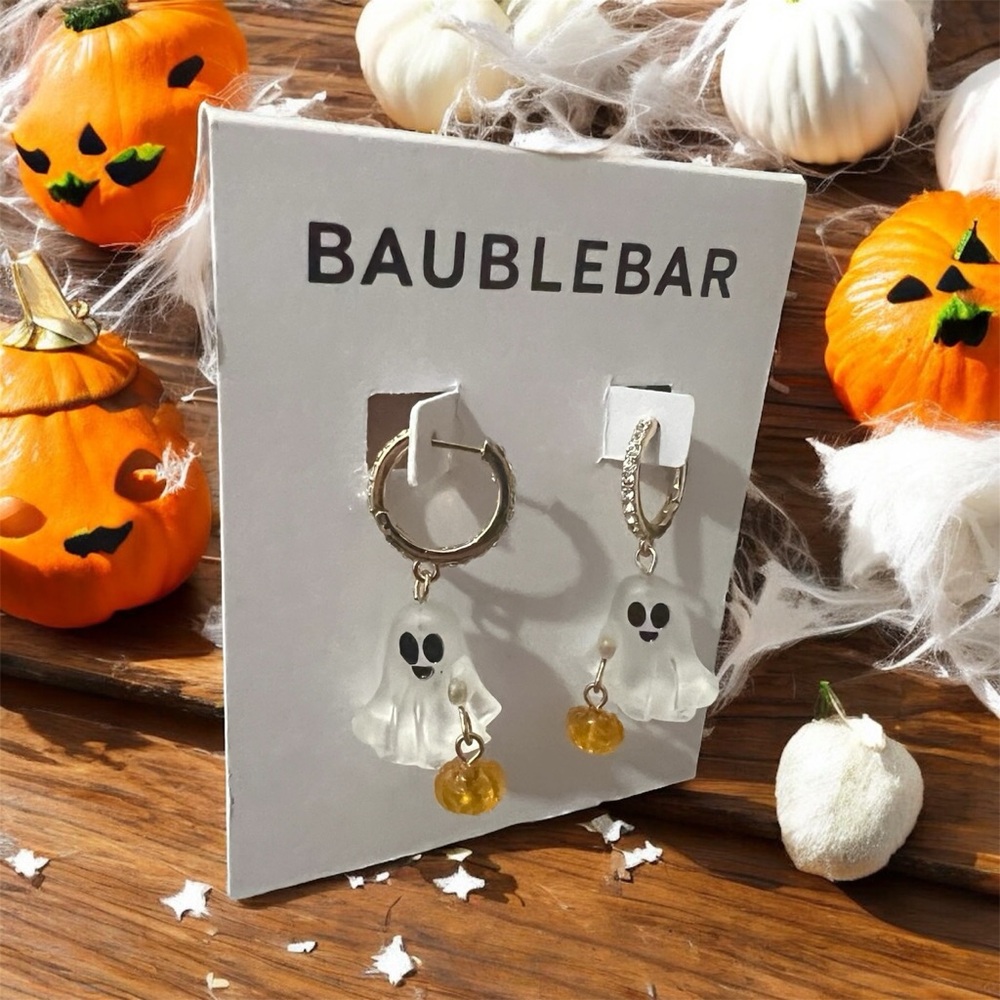 BaubleBar Spooky Ghost Earrings with Gold Charms